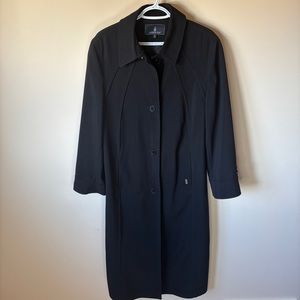 London Fog Women’s Black Trench Coat Classic Tailored Full-Length sz 10